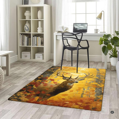 Classroom themes for 4th grade floor accent featuring a wild buck in a sunlit autumn forest. - thumbnail image 5 of 7