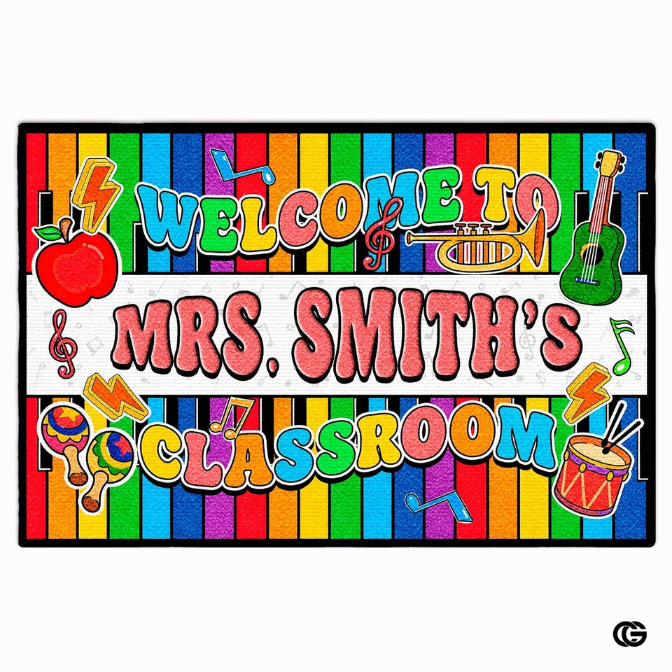 Personalized Welcome Doormat with Teacher Name and Address - Class-03