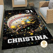 Custom Baseball Area Rug for Living Room and Boy Bedroom