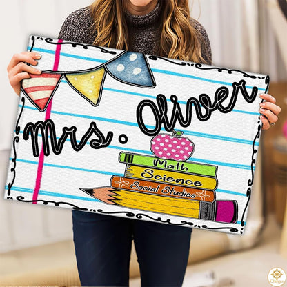 Custom Classroom Welcome Mat with Teacher Name and Non Slip Backing