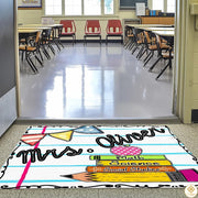 Custom Classroom Welcome Mat with Teacher Name and Non Slip Backing