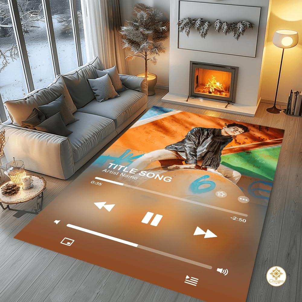 Personalized Music Welcome Mat with Custom Photo and Text - Album-03