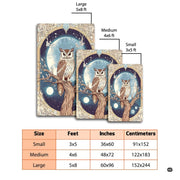 Celestial owl on tree branch floor carpet displayed in cozy living room interior - thumbnail image 6 of 8