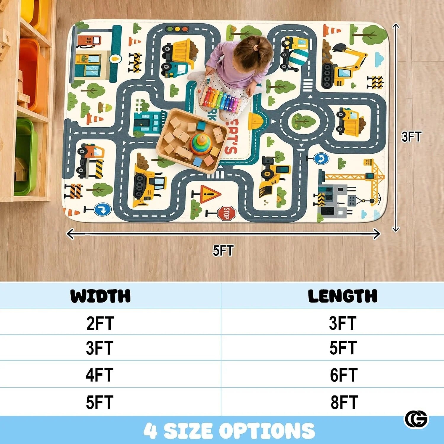 Custom Road Map Doormat with City Street and Car Play Design - Map 2