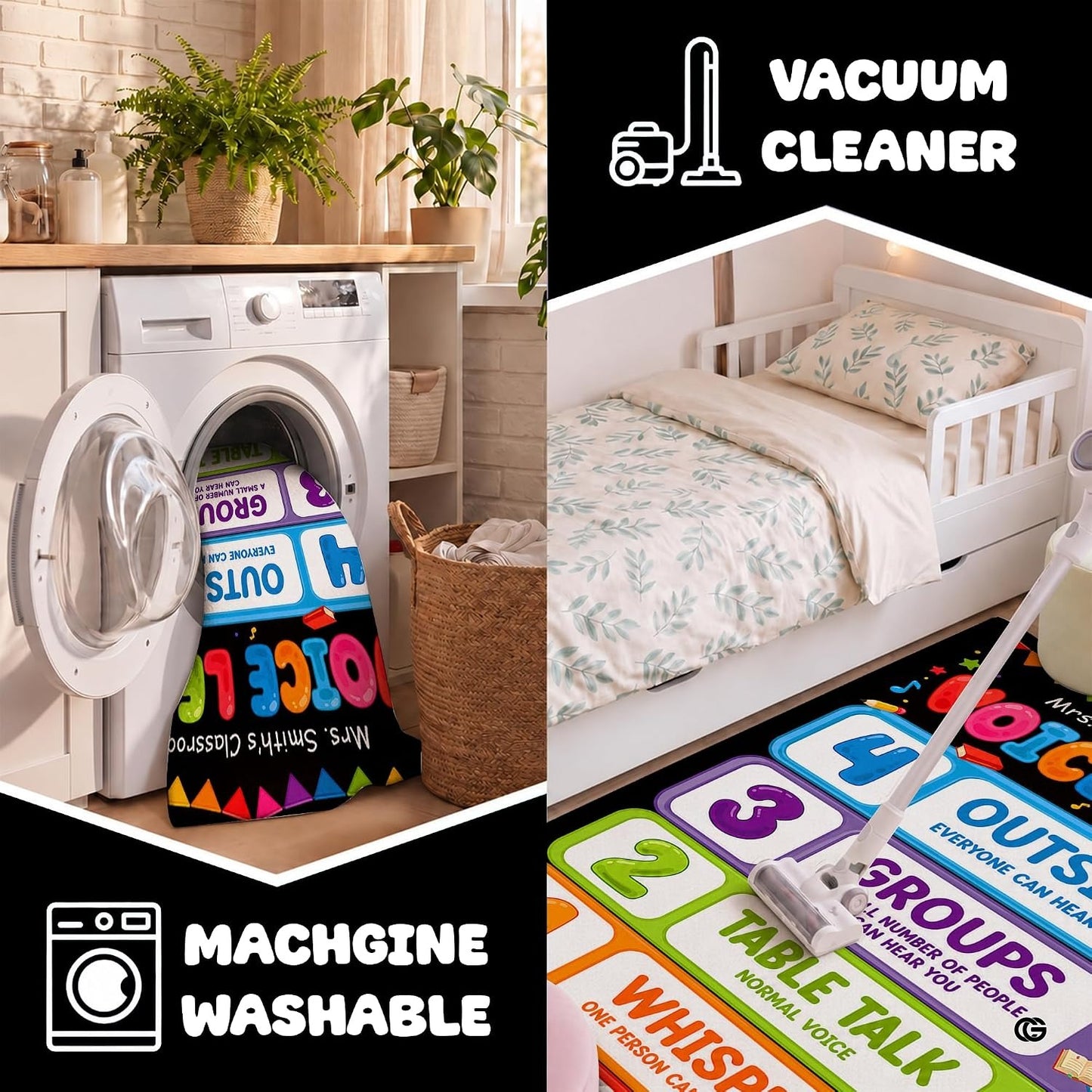 Personalized Teachers Classroom Rug, Custom Teacher Name Classroom Rules Area Rug, Feeling Chart Calming Corner Mat, Kindergarten Educational Back to School Class Decor (D5)