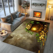Cozy modern living room arrangement styling the Irish pot of gold shamrock rug - thumbnail image 5 of 9