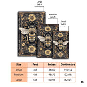 Living room mockup highlighting the golden honeybee and sunflower tapestry print area rug - thumbnail image 2 of 8