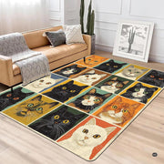 Close-up detail illustrating the cat portraits, colorblock panels, and microfiber pile - thumbnail image 3 of 5