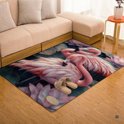 Home lounge arrangement displaying the botanical pink flamingo water lily accent rug - thumbnail image 7 of 7