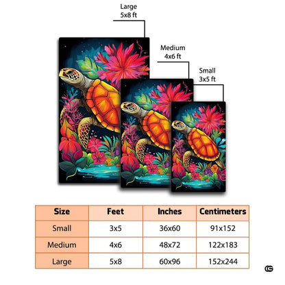 Chillgen sea turtle rug displayed on hardwood floor beside a contemporary accent chair. - thumbnail image 2 of 7