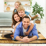 3D leaping horse living room area rug styled in modern patio lounge setting - thumbnail image 5 of 7