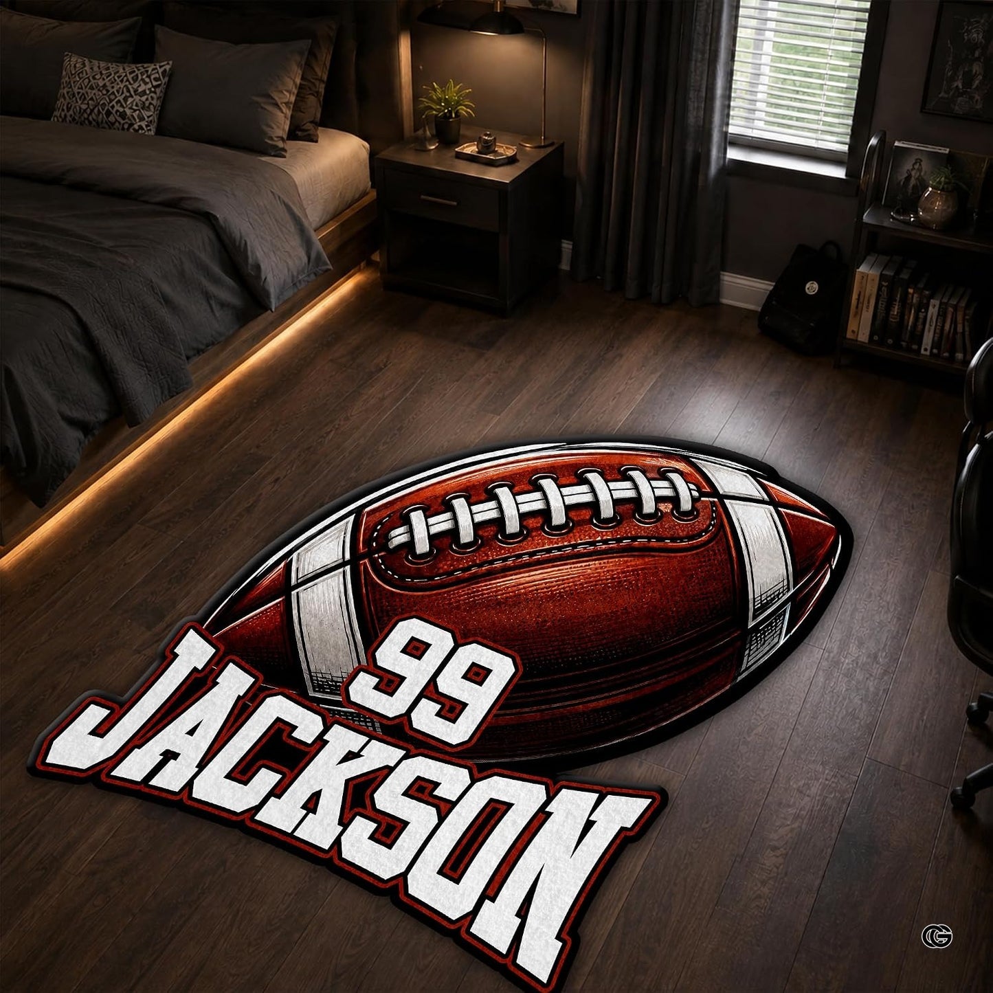 Personalized Football Shaped Rug, Non-Slip Washable Sport Carpet (A04)