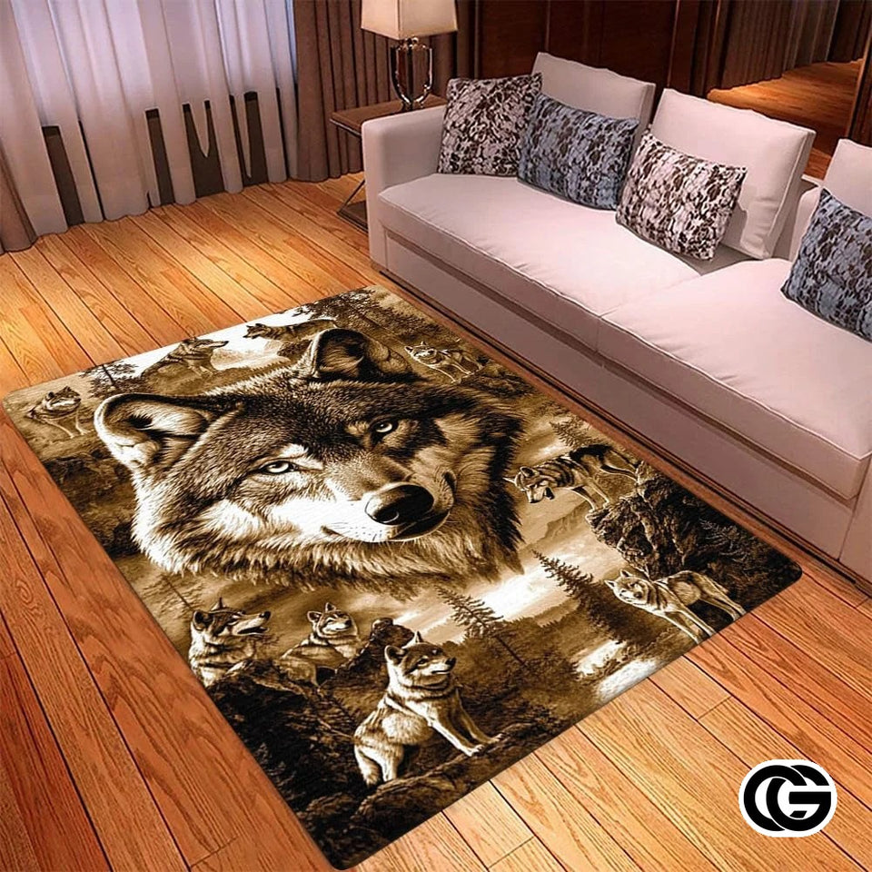 Custom Galaxy Wolf Welcome Mat for Boys Room and Living Room