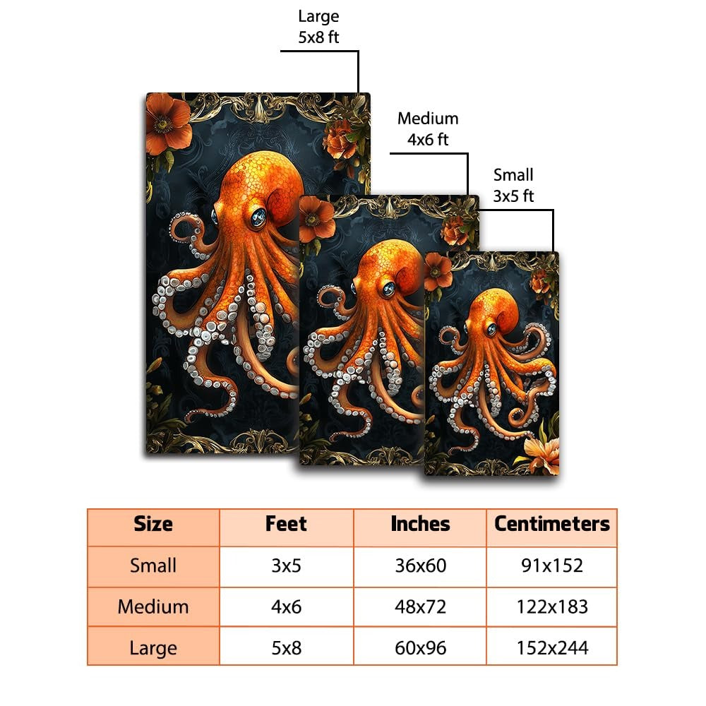 Custom Octopus Welcome Mat with Coastal and Beach Design
