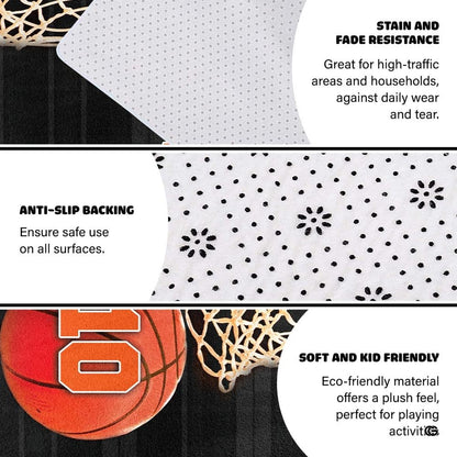 Basketball hoop sports floor carpet displayed in cozy living room interior - thumbnail image 6 of 7