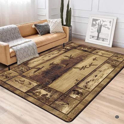 Soft low-pile microfiber surface texture on rustic duck waterfowl wildlife rug - thumbnail image 3 of 6