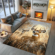 Lifestyle living room scene featuring family lounging on deer meadow area rug. - thumbnail image 5 of 7