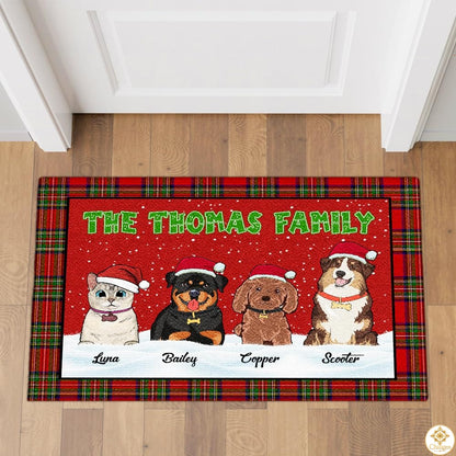 Personalized Christmas Doormat with Family Name and Custom Text
