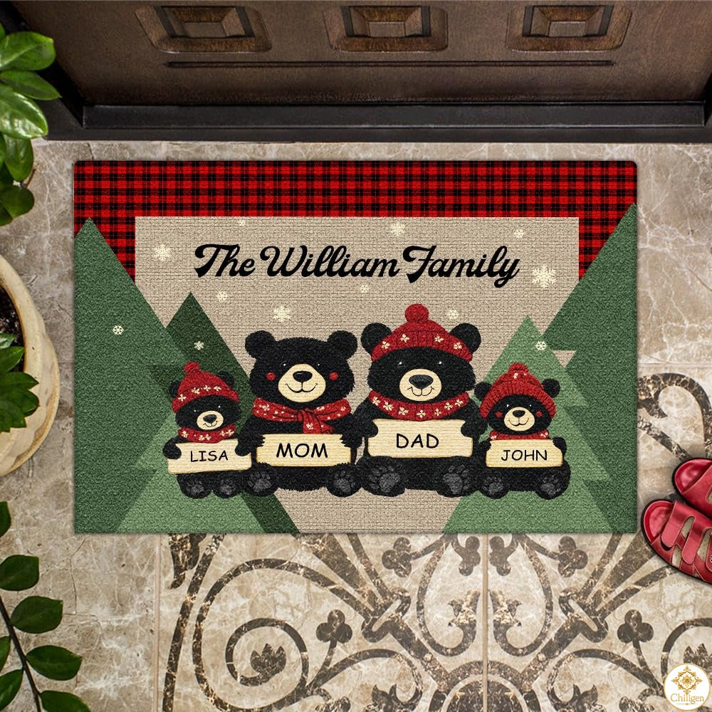 Personalized Christmas Doormat with Family Name and Address