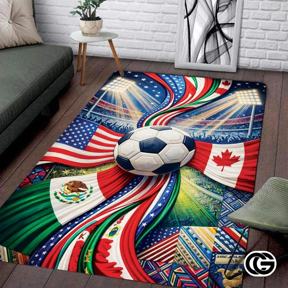 Personalized Soccer Doormat with Trophy and World Flags