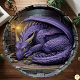 Personalized Dragon Round Rug for Library and Bedroom
