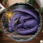 Personalized Dragon Round Rug for Library and Bedroom