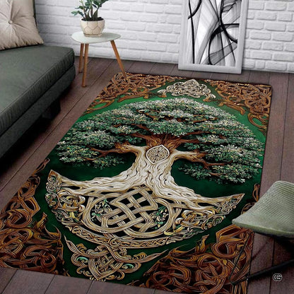 Closeup view of the soft microfiber surface and detailed golden knotwork root artwork - thumbnail image 3 of 8