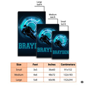 Dimensions and sizing chart for cyber neon ice hockey player living room area rug - thumbnail image 2 of 7