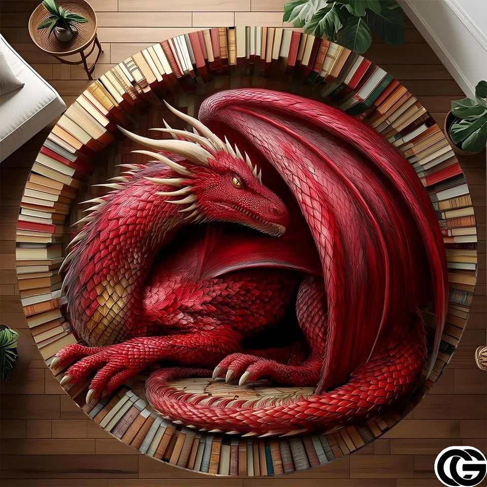 Personalized Dragon Welcome Mat with 3D Illusion and Custom Text
