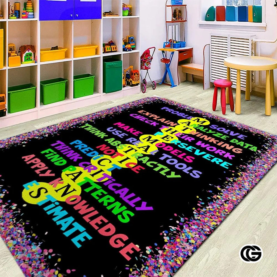 Custom Mathematics Education Rug for Classroom and Playroom