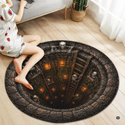 Custom Halloween 3D Optical Illusion Round Rug Skeleton Horror Area Rug (1, #13)