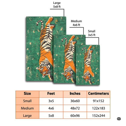 Non-slip grip backing and bound edge stitching on resting tiger meadow area rug - thumbnail image 4 of 9