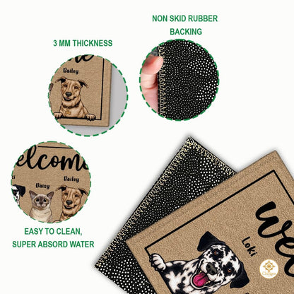 Personalized Dog Welcome Mat for Entryway and Front Door