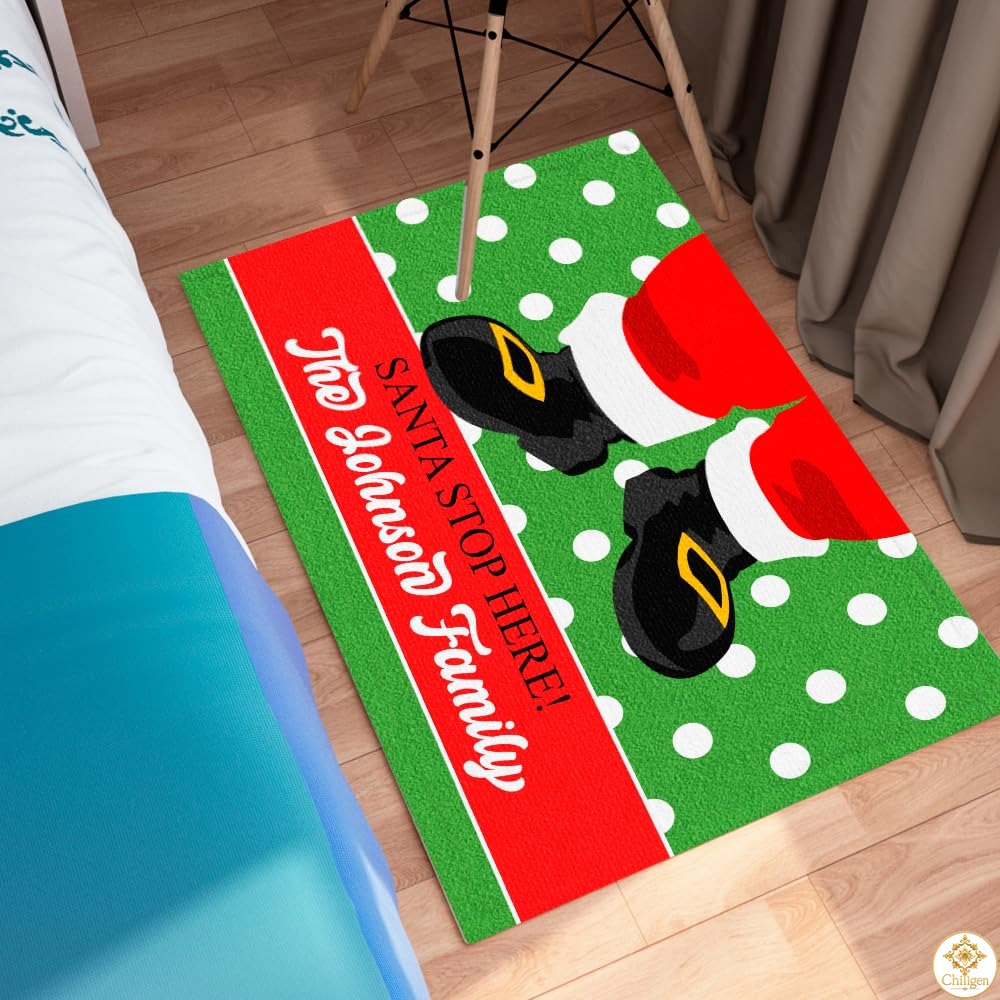 Personalized Christmas Doormat with Family Name and Custom Text