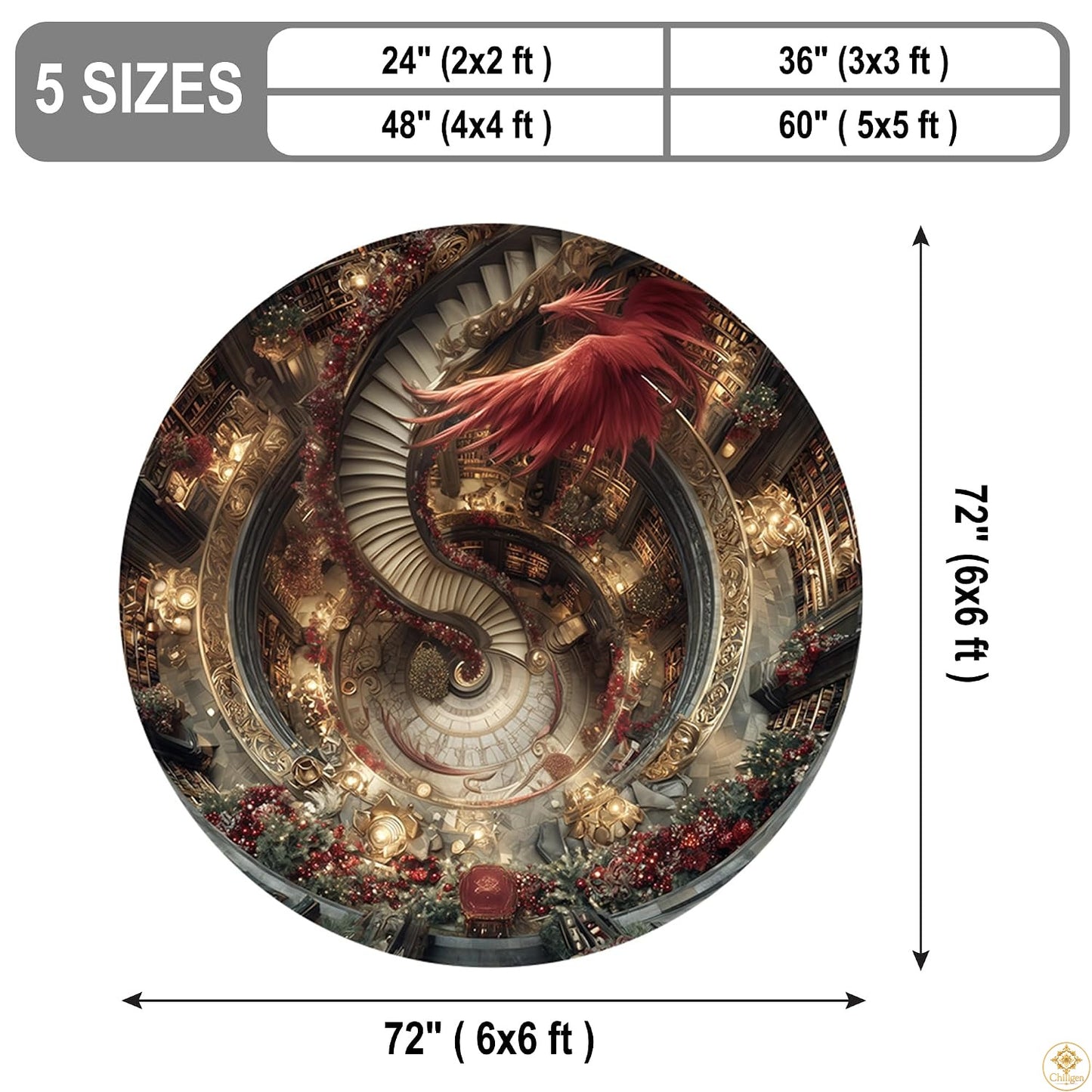 Custom Dragon Welcome Mat with Optical Illusion and Non-Slip Backing