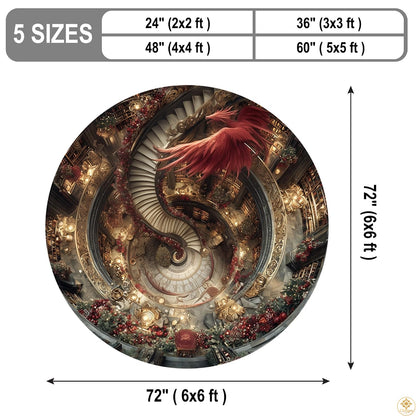 Custom Dragon Welcome Mat with Optical Illusion and Non-Slip Backing