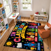 Personalized Teacher Classroom Rug, Custom Back to School Welcome Mat with Name, Kindergarten Preschool Elementary Decor, Composition Notebook Carpet (A13)