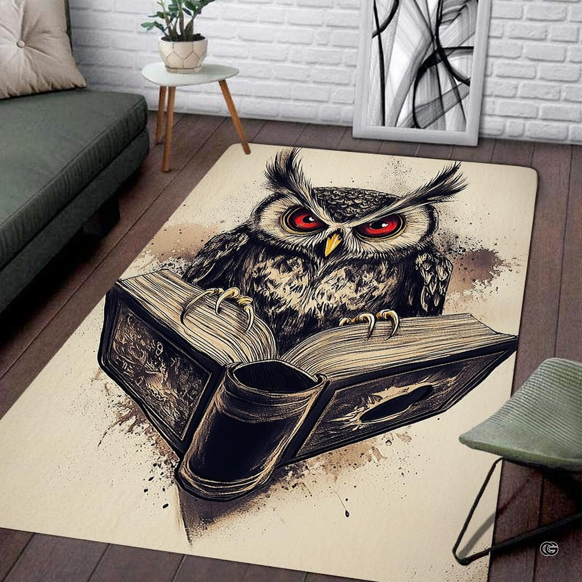 Soft low-pile microfiber surface texture on scholar owl book lover rug - image 3 of 8