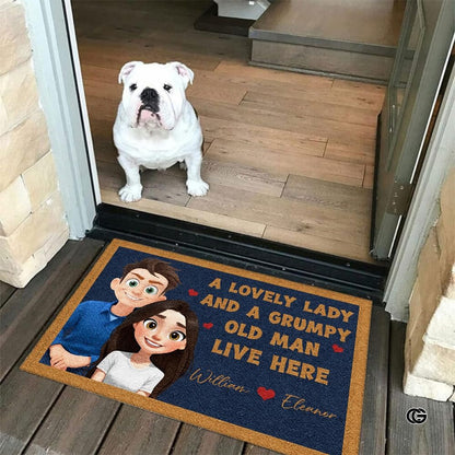 Personalized Family Couple Doormat, Custom Couple Husband Wife Doormat Gift, Outdoor Front Door Rug on Birthday, Christmas, Anniversaries, Valentine's Day for Him Her Woman (S4)