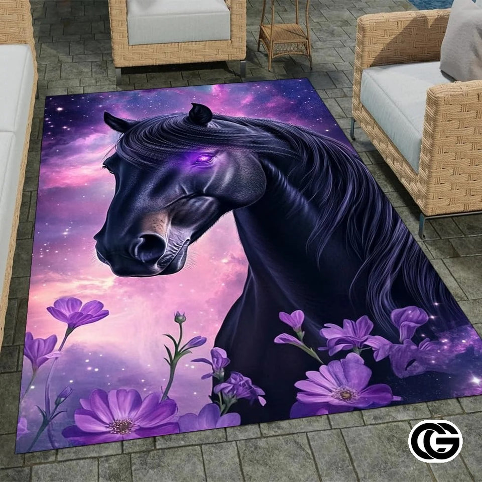 Custom Running Horse Area Rug for Living Room and Bedroom