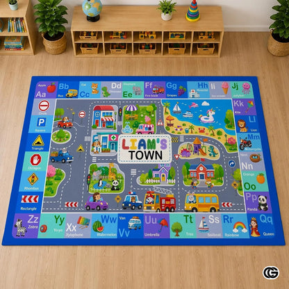 Personalized Road Map Welcome Mat with Custom Name and Streets