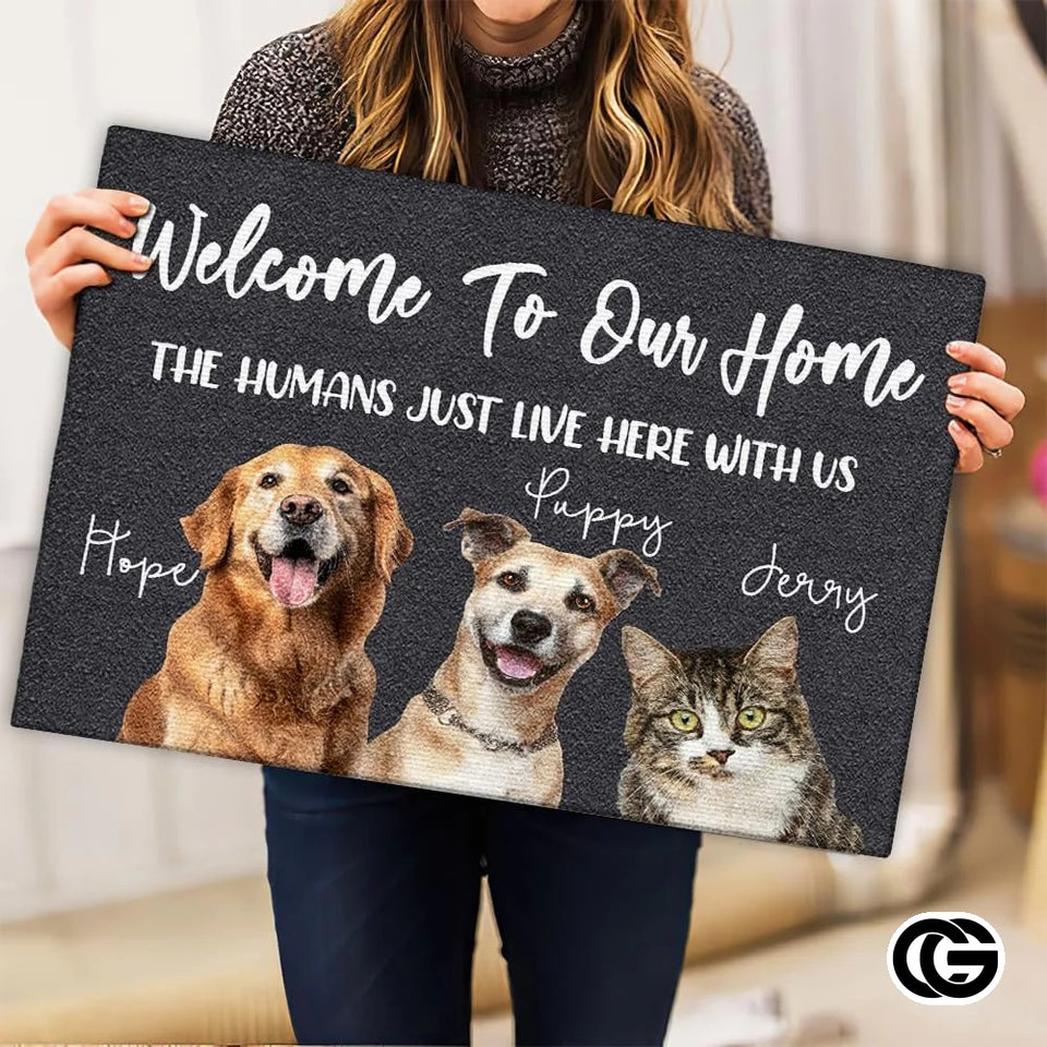 Personalized Dog Welcome Mat for Front Door and Entryway