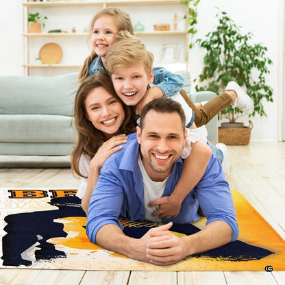 Basketball player silhouette living room area rug styled in modern patio lounge setting - thumbnail image 5 of 7