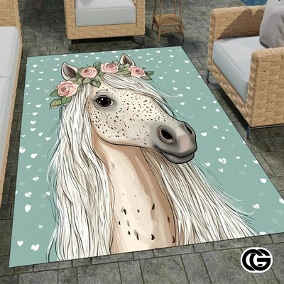 Custom Running Horse Welcome Mat for Living Room and Bedroom