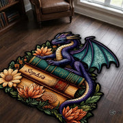 Custom Dragon Shaped Area Rug, Personalized Library Western Dragon Shaped Floor Mat Book Rug, Non-Slip Reading Room Carpet for Living Room, Bedroom, Dorm, Kids Room, Fans Lover (D3)