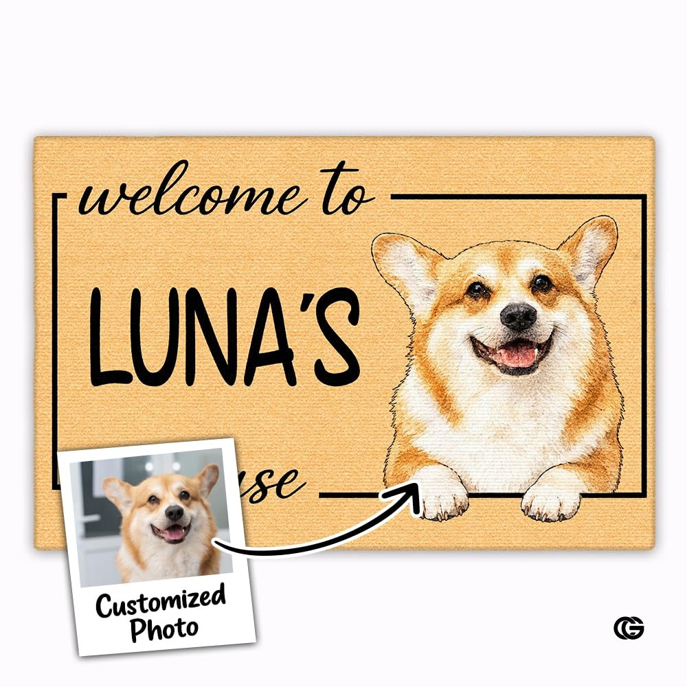 Personalized Pet Dog Welcome Door Mat with Photo and Name (A05)