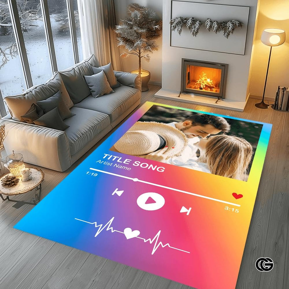 Personalized Music Welcome Mat with Custom Album Cover and Photo - Album-06