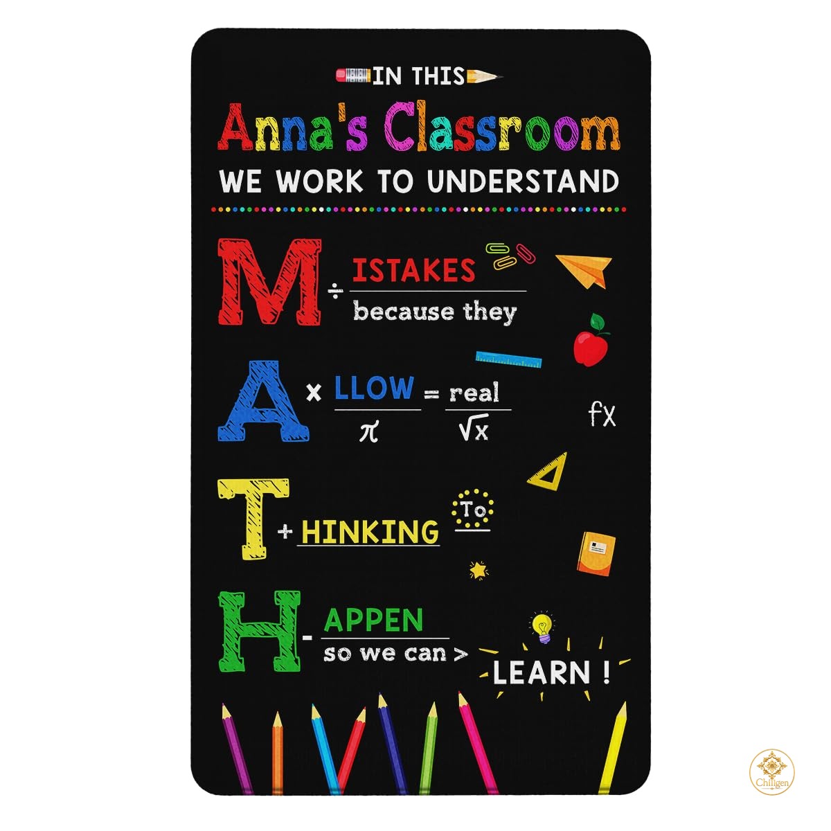 Custom Mathematics Education Rug for Classroom and Playroom - Math D5 / 3' x 5' (Rectangular)