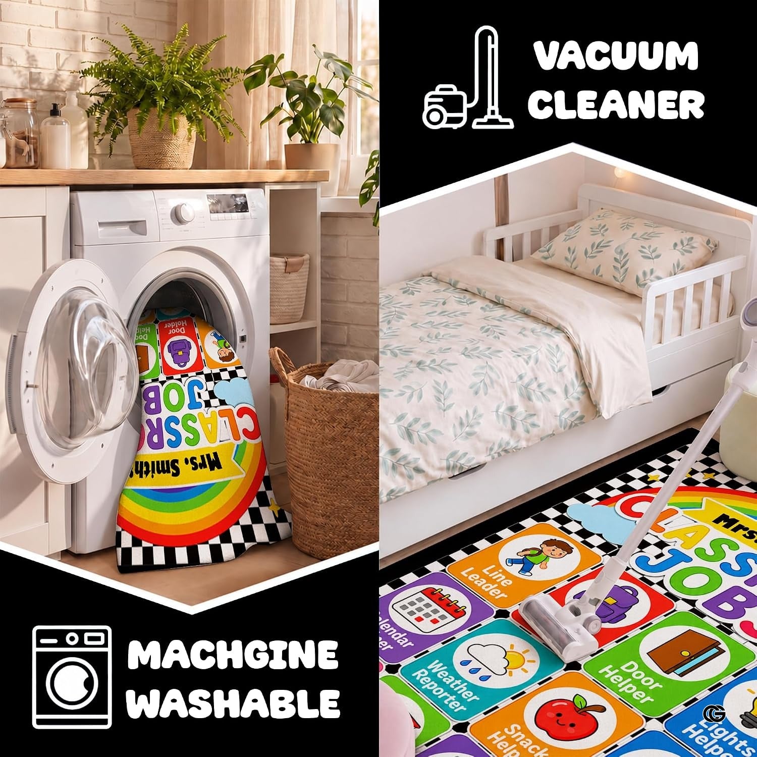 Personalized Teachers Classroom Rug, Custom Teacher Name Classroom Rules Area Rug, Feeling Chart Calming Corner Mat, Kindergarten Educational Back to School Class Decor (D9)