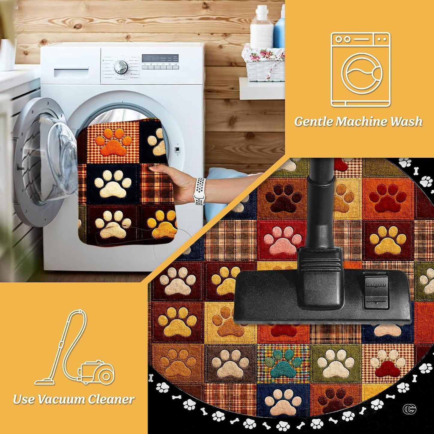 Custom Dog Paw Round Rug Patchwork Area Rug for Pet Lovers (1, A1)